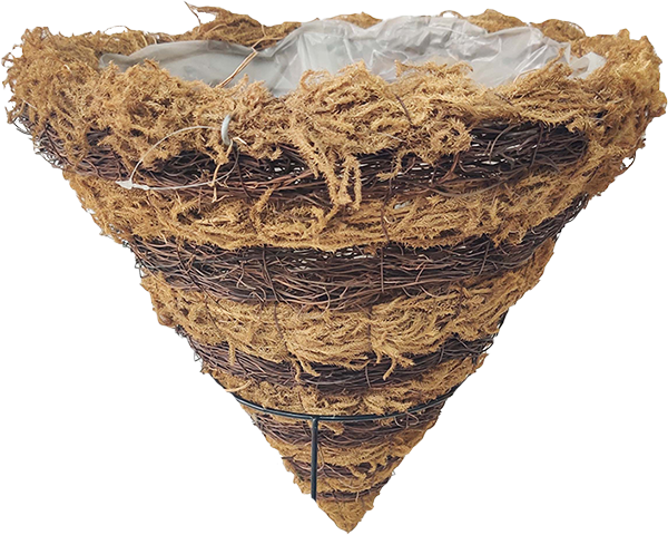 14 x 15 Inch Rattan Round Cone Moss/Brown 4 Strand Hanger – 15 per case - Decorative Planters